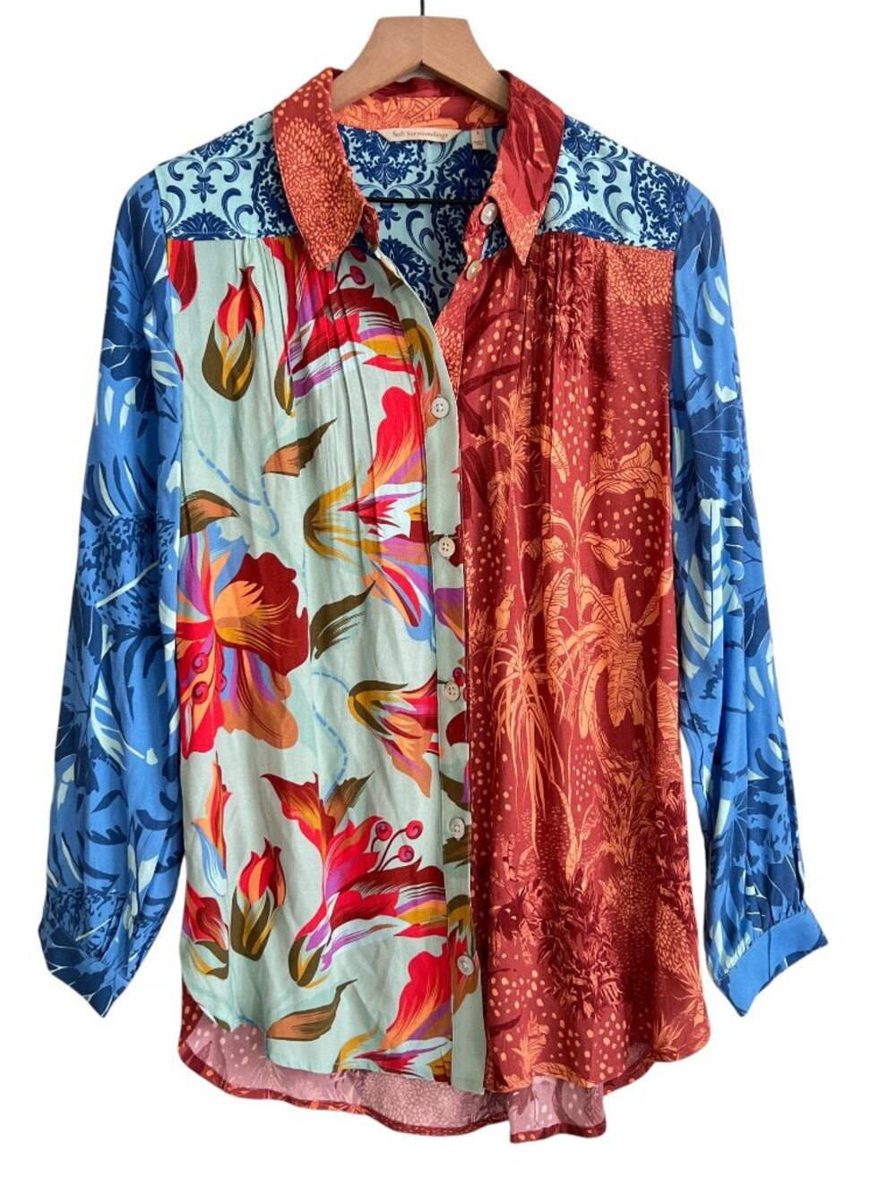Soft Surroundings Multicolor Printed Hermosa Button Down Tunic Shirt